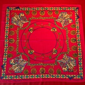 NWT Celine Vibrant Pink Scarf w/Gold, Purple and Blue Details
